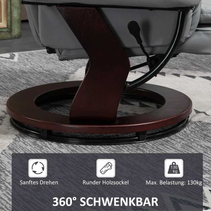 HOMCOM Реклайнер с табуретка, Въртящ се стол, Накланяща се облегалка