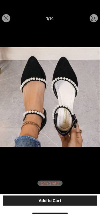 Черни елегантни пантофки с перли