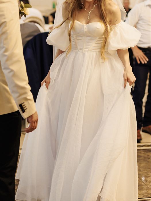 Rochie de mireasa tip printesa, alba, marimea S