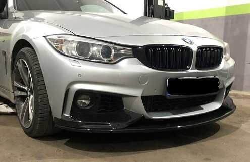 Преден лип спойлер за бмв ф32 ф33 ф36 м тех / bmw f32 f33 f36 lip spoiler m tech / добавка за предна броня със сплитери / нож