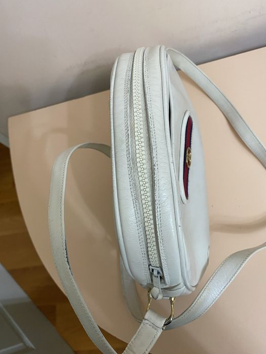 Geantă Gucci Vintage Originală, piele albă, cu serie autentică