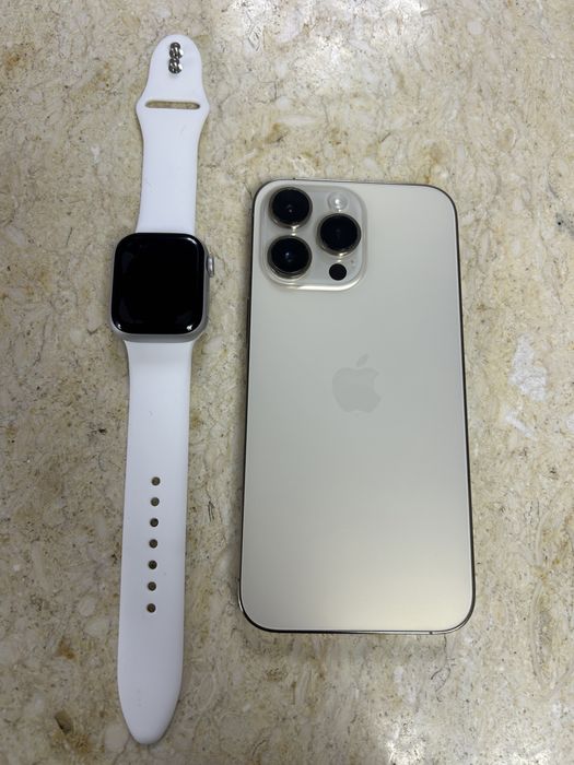 Iphone 14 pro max gold 256 g si apple wach seria 9 celular 41mm