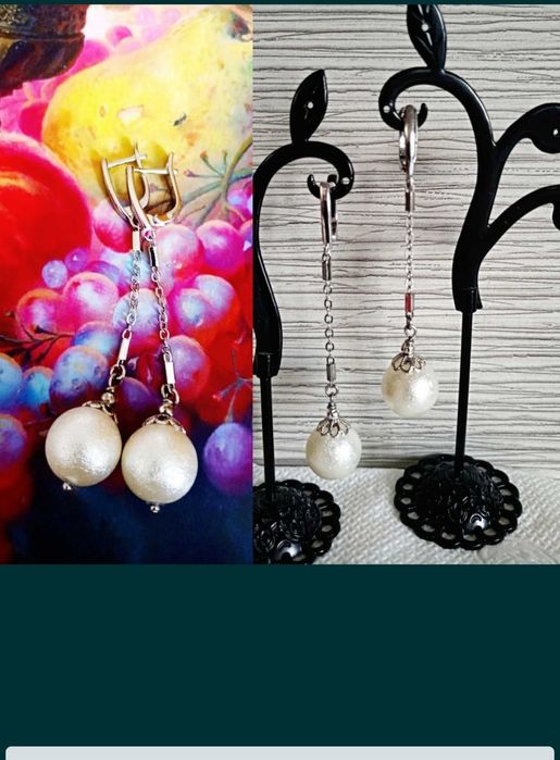 Серьги с Японским хлопковым жемчугом