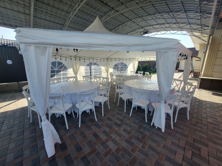 Прокат шатров, посуды, столов,стульев