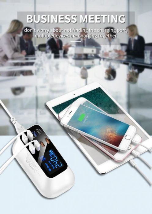 8 - канал.USB зарядка - с индикацией тока и напряжения-QC 3.0 - Type C