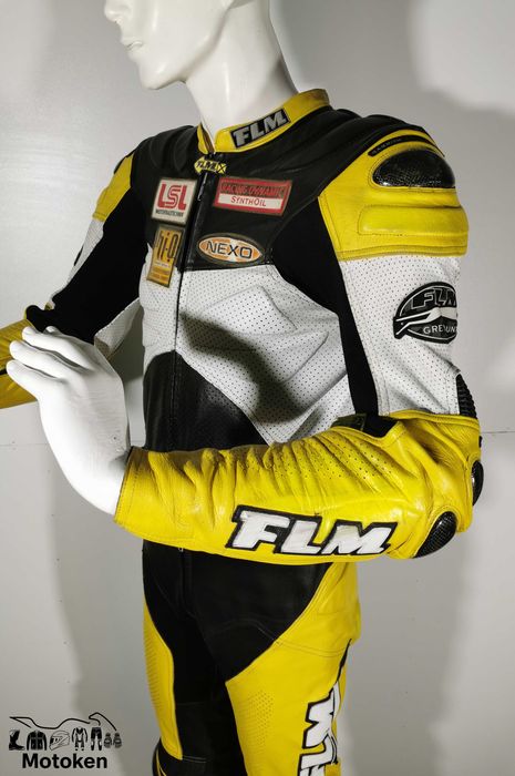 Costum moto piele FLM cu cocoasa marime 50