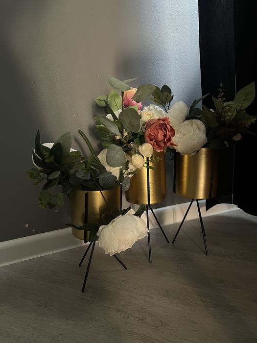 Set de 3 ghivece decorative aur