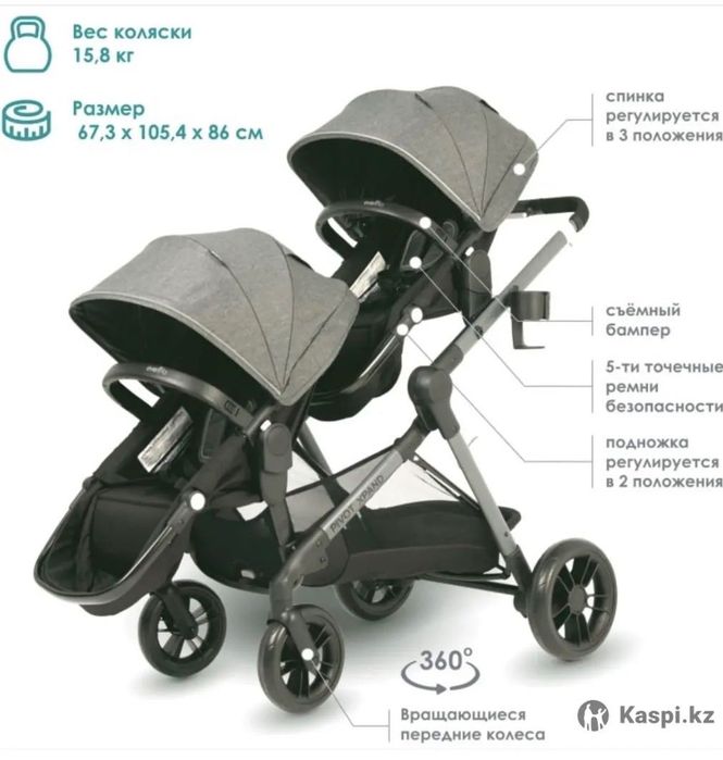 Коляска для двойни или погодок Evenflo Pivot Xpand