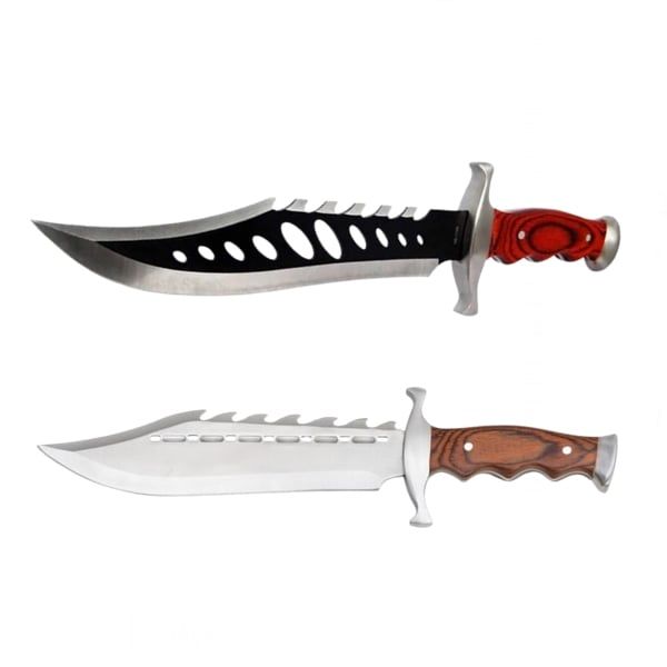 Pachet doua cutite de vanatoare, Bowie, otel inoxidabil, 38 cm, teaca