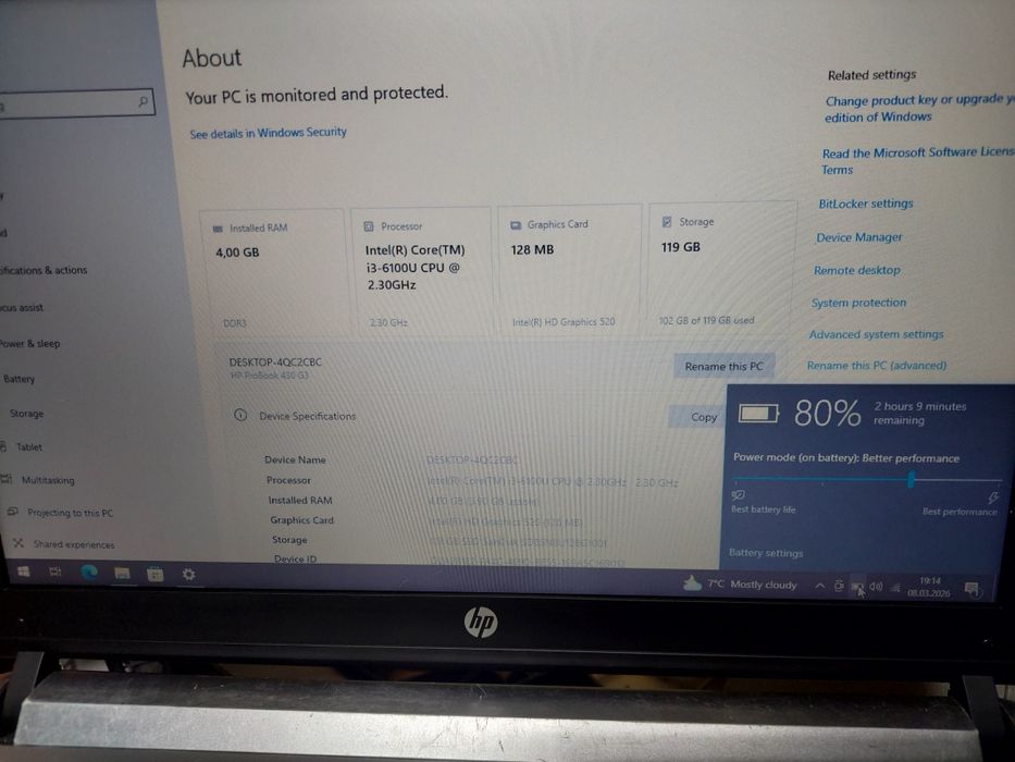 Laptol HP Probook i3 6100