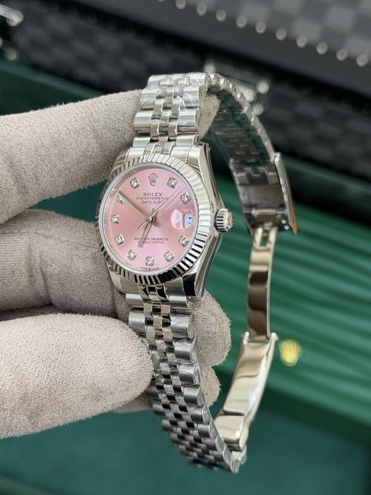 Rolex Datejust 31 – Pink Diamond Dial, Fluted Bezel, Jubilee