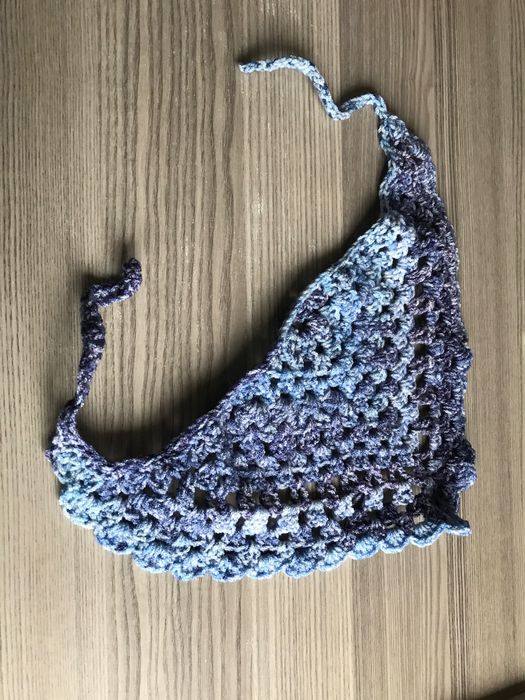 ръчно изработена бандана на една кука, сини нюанси