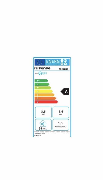 Aer Conditionat Portabil HISENSE, 12000 BTU, A, Wi-Fi, Inverter, Functie Dezumidificare, kit instalare inclus, Alb