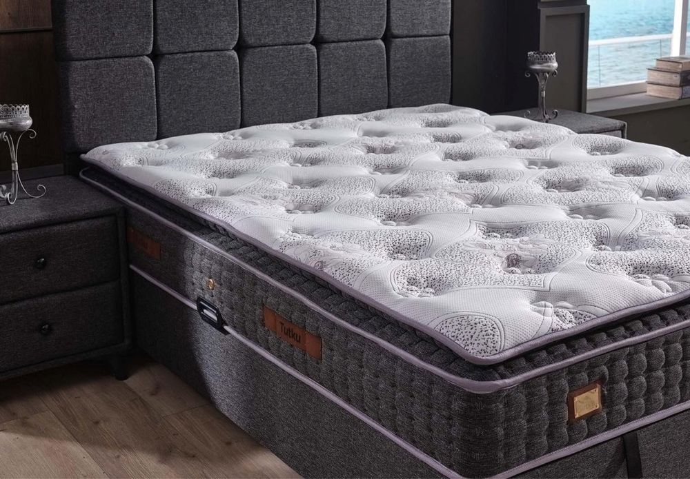 Тапицирана спалня Begonya Тъмно Сиво с матрак