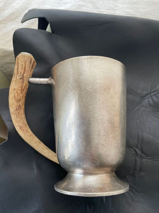 Cana placata argint(silver plated)Pinder Bros cu maner de coarne Angli