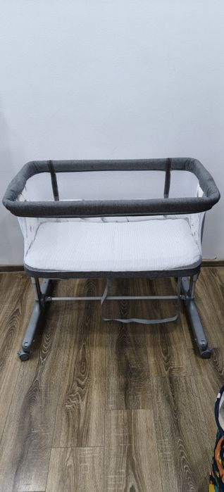 Patut co-sleeper, Lionelo, Aurora, 3 in 1, Cu leganare si setare unghiulara, Cu saltea, 0 luni