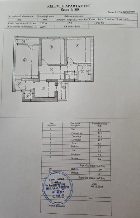 Apartament 3 camere zona centrala