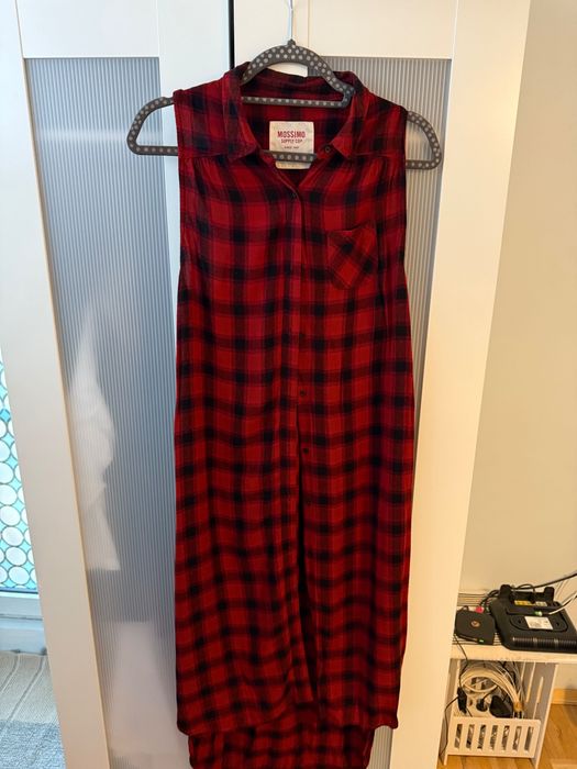 Дълга Червена риза без ръкав