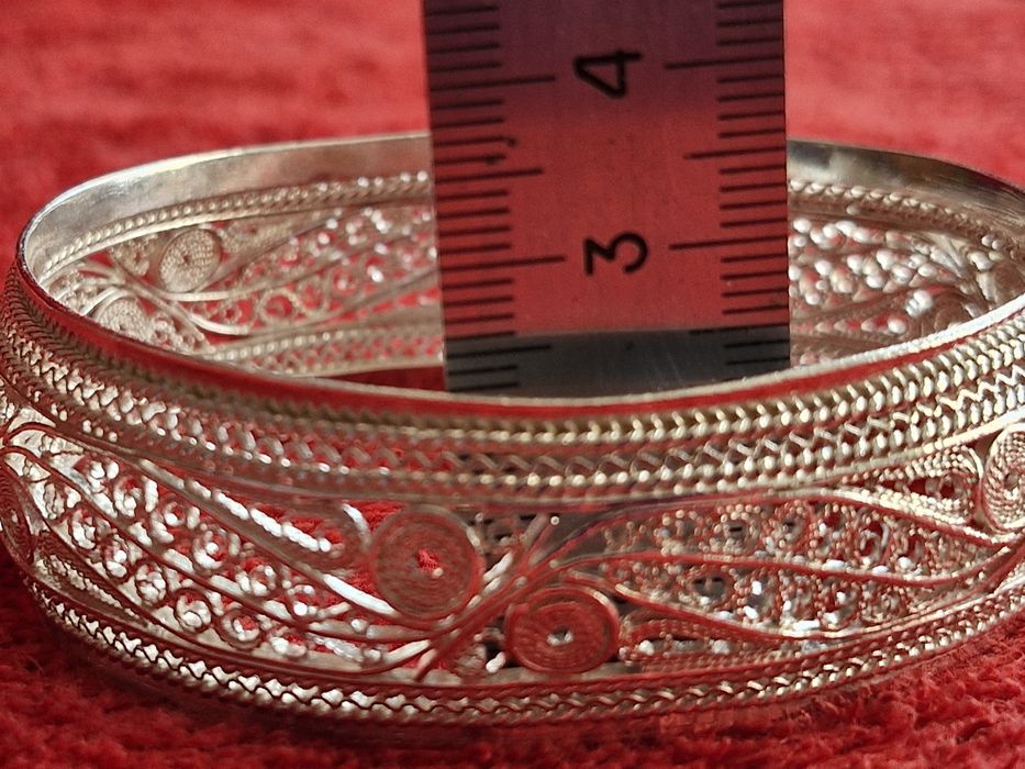 Уникална сребърна гривна филигран 37гр.-100годишна