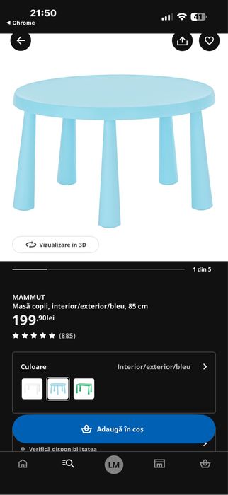 Masa rotunda cu 2 scaune  IKEA