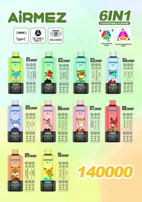 Vape Airmez 6 In 1 - 140K Puffuri Reale