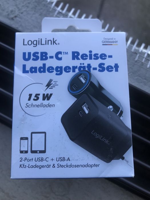 Fast Charger USB-C Комплект LogiLink за зареждане за кола и стена