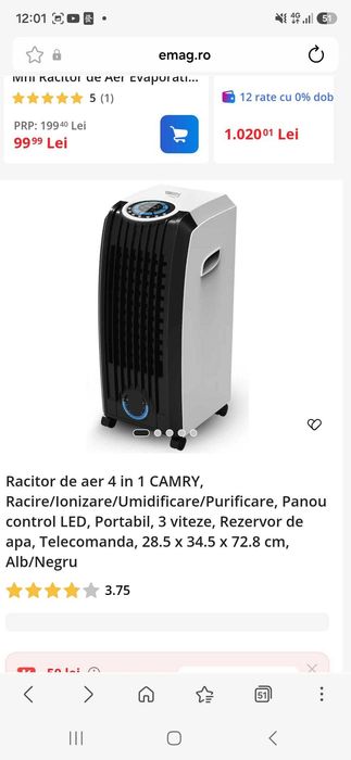 Răcitor de aer 4 in 1 Camry