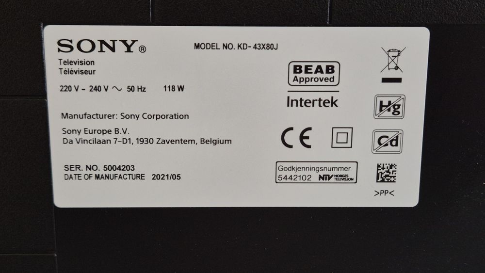 Sony KD-43X80J Google TV, Android, 4K, UltraHD,Smart, WiFi, LED