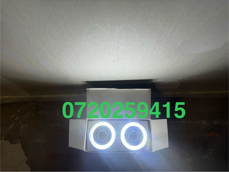 Set 2 Proiectoare LED ceata cu Lupa si Angel Eyes 86 mm 12v doua faze