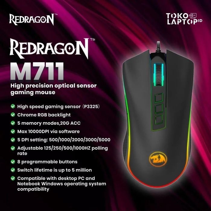 Redragon Cobra RGB СКИДКА Проводная мышка/мышь/mishka DPI 10K