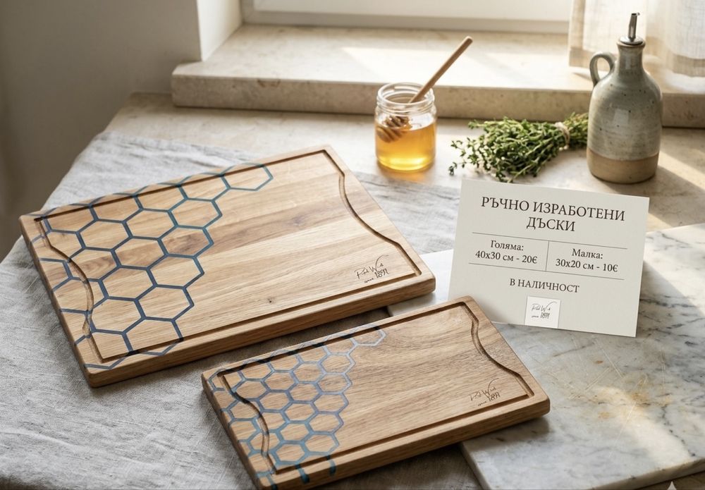 Дървени дъски за сервиране – Дизайн "Пчелна пита"