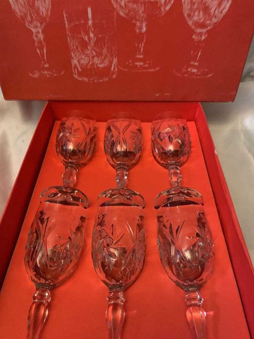 хрустальные фужеры  для воды вина югославия новые в коробке