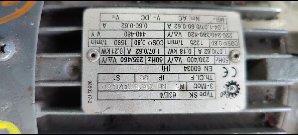 Motor electric trifazat cu reductor, 0.18kW, 31rpm, 380V