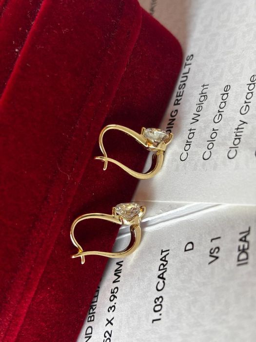 Золотые серьги с бриллиантами 2 карата