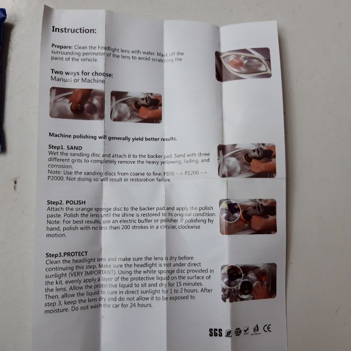 Комплект За Полиране Възстановяване На Пожълтели Фарове