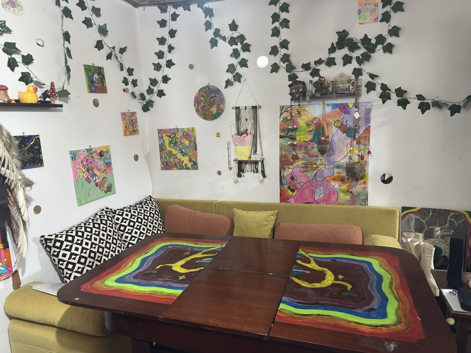 Masa pictata extensibila lemn masiv