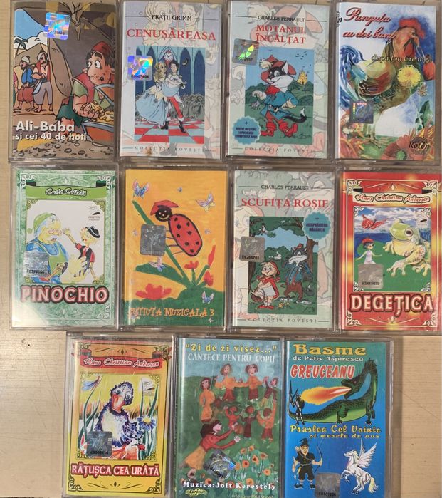 Vinyl-uri povesti, casete audio,cantece copii, limba germana si romana