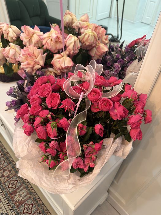 Цветы букет + корзина