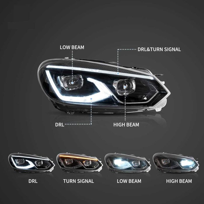 Комплект FULL LED фарове с начална анимация за VW GOLF 6 2008 - 2012
