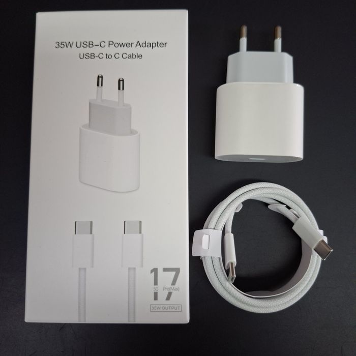 Бързо зарядно за iPhone 17 Pro Max 35W адаптер и кабел за зареждане