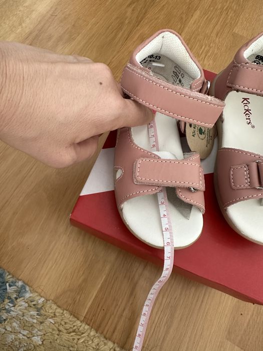 Sandale Kickers din piele, inchidere velcro, 25 EU, interior 15.7 cm