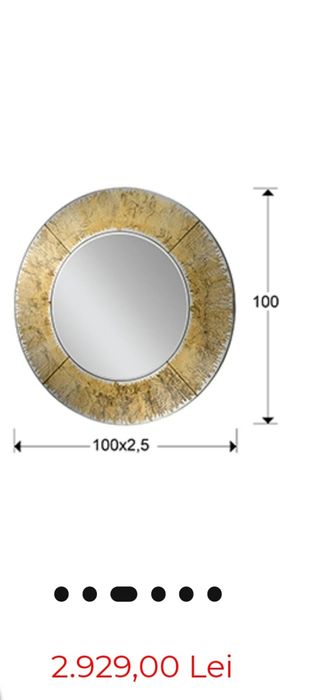 Oglinda decorativa rotunda cu foita de aur