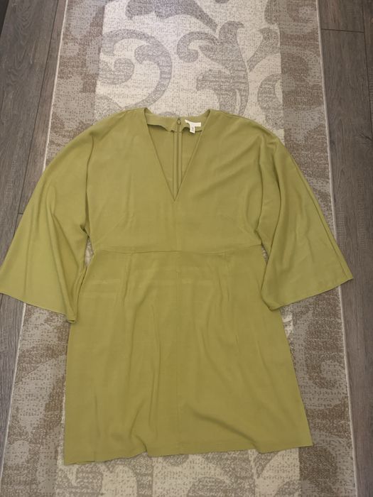Rochie din in dama de vara cu manecile largi clopot h&m