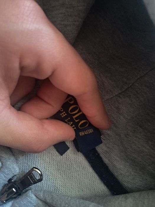Сив суитшърт Polo Ralph Lauren с цип (Размер М, умален – отговаря на Xs/S)