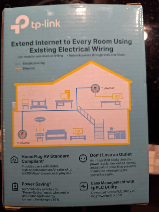 Powerline адаптер TP-LINK TL-PA4010P KIT с изведен контакт