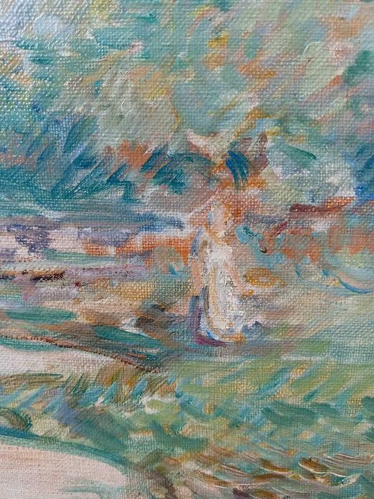 Tablou vechi - pe malul apei - semnat Darascu