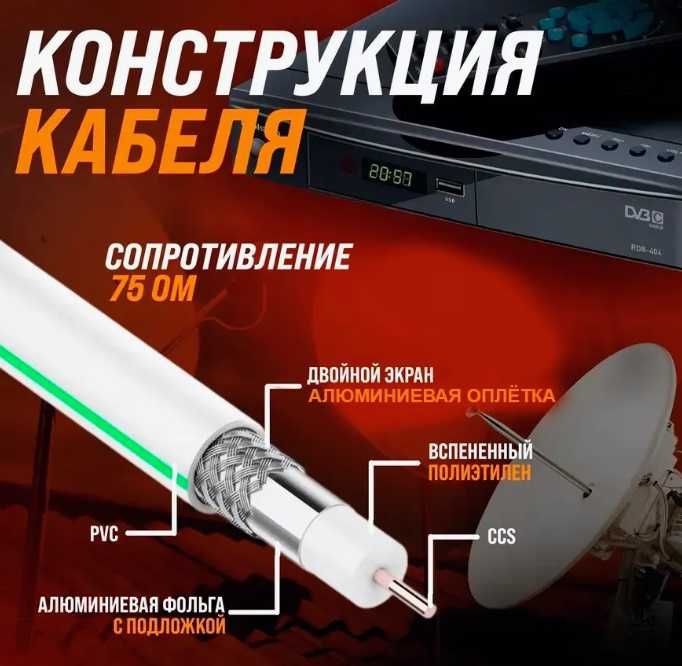 Антенный кабель коаксиальный 5М