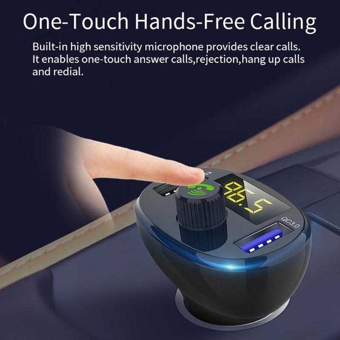 Автомобильный FM модулятор с вольтметром Bluetooth MP3 зарядка USB