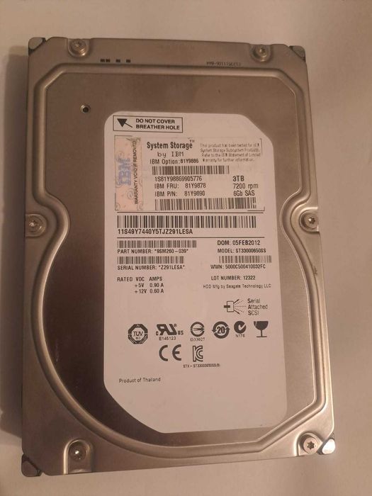 Hard disk HDD SAS 3TB, pentru Server, 7200rpm