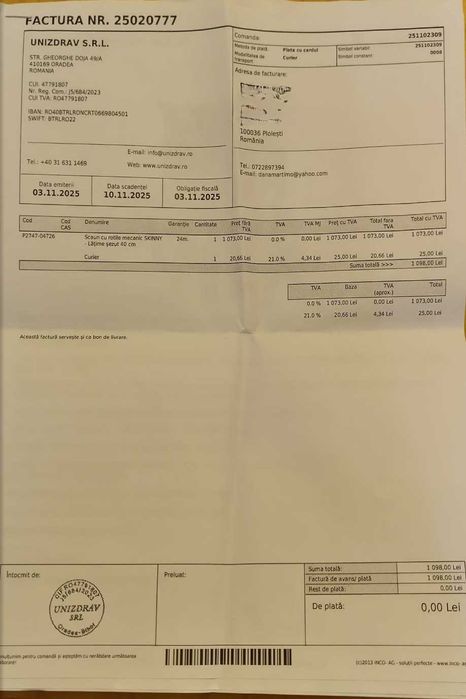 Scaun cu rotile Skinny, absolut nou, pentru persoane cu handicap